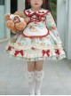 Spring Autumn Doll Collar Christmas Little Bear Print Bowknot Small Colored Ball Apron Sweet Lolita Kids Long-Sleeved Dress