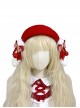 Cute Plush Rabbit Ears Bowknot Cherry Decoration Red Christmas Sweet Lolita Kids Berets