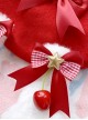 Cute Plush Rabbit Ears Bowknot Cherry Decoration Red Christmas Sweet Lolita Kids Berets