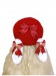 Autumn Winter Red Christmas Plush Rabbit Ears Bowknot Stars Cherry Decoration Sweet Lolita Beret