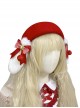 Autumn Winter Red Christmas Plush Rabbit Ears Bowknot Stars Cherry Decoration Sweet Lolita Beret