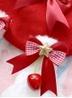 Autumn Winter Red Christmas Plush Rabbit Ears Bowknot Stars Cherry Decoration Sweet Lolita Beret