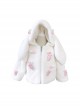 White Eco-Friendly Fur Winter Thickened Warm Rabbit Ears Flowers Cute Sweet Lolita Kids Long-Sleeved Coat