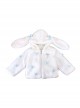 White Eco-Friendly Fur Winter Thickened Warm Rabbit Ears Flowers Cute Sweet Lolita Kids Long-Sleeved Coat