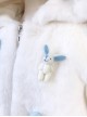 White Eco-Friendly Fur Winter Thickened Warm Rabbit Ears Flowers Cute Sweet Lolita Kids Long-Sleeved Coat