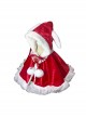 Christmas Red Velvet Rabbit Ears Plush Thickened Warm Sweet Lolita Kids Cloak