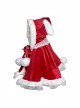 Christmas Red Velvet Rabbit Ears Plush Thickened Warm Sweet Lolita Kids Cloak