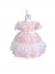 Pure Color Court Style Puff Sleeve Lace Stars Sweet Lolita Kids Short-Sleeved Dress