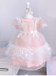 Pure Color Court Style Puff Sleeve Lace Stars Sweet Lolita Kids Short-Sleeved Dress