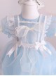 Pure Color Court Style Puff Sleeve Lace Stars Sweet Lolita Kids Short-Sleeved Dress