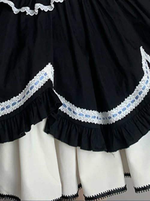 Sweet Doll Collar Cute Age-Reducing Irregular Petal Hem Detachable Sleeve Design Sweet Lolita Short-Sleeved Dress