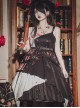Thorn Rose Series Black White Contrasting Color Rose Thorn Print Irregular Hem Metal Chain Belt Decoration Gothic Lolita Sleeveless Dress