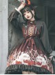 Bat Wings Neckline Design Rose Skull Print Halloween Cross Gothic Lolita Long Sleeve Dress