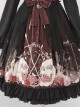 Bat Wings Neckline Design Rose Skull Print Halloween Cross Gothic Lolita Long Sleeve Dress