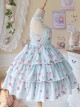 Girly Love Letter Series Daily Commute Cute Donut Print Solid Color Classic Lolita Sleeveless Dress