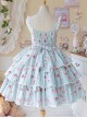 Girly Love Letter Series Daily Commute Cute Donut Print Solid Color Classic Lolita Sleeveless Dress