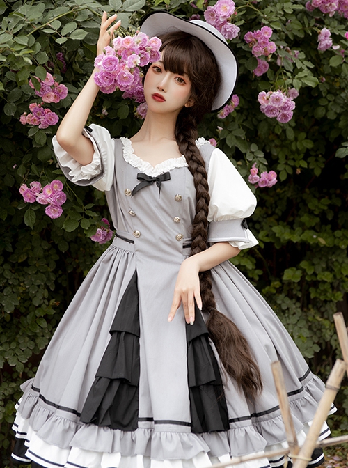 Steel Rose Series Retro Elegant Daily Summer Classic Lolita Short Sleeve Dress