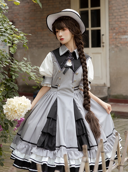 Steel Rose Series Retro Elegant Daily Summer Classic Lolita Short Sleeve Dress