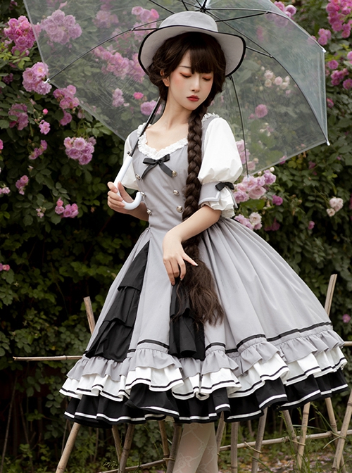 Steel Rose Series Retro Elegant Daily Summer Classic Lolita Short Sleeve Dress