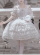 Pure White Elegant Multi-Layer Gorgeous Hem Classic Lolita Bowknot Decoration Short-Sleeved Dress