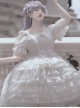 Pure White Elegant Multi-Layer Gorgeous Hem Classic Lolita Bowknot Decoration Short-Sleeved Dress