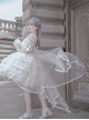 Pure White Elegant Multi-Layer Gorgeous Hem Classic Lolita Bowknot Decoration Short-Sleeved Dress