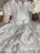 Pure White Elegant Multi-Layer Gorgeous Hem Classic Lolita Bowknot Decoration Short-Sleeved Dress