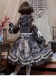 Chinese Style Square Neck Bead Chain Decorated Bowknot Tassel Dragon Printing Lace Ruffle Hem Classic Lolita Sleeveless Dress