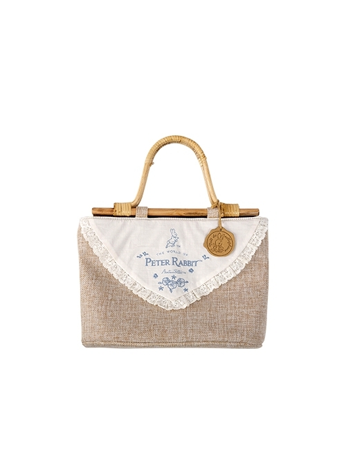 Pastoral Style Imitation Linen Embroidery Simple Classic Lolita Spring Outing Hand Basket