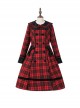 Plaid Rhapsody Series Doll Collar Red-Black Plaid Autumn Winter Warm Christmas Classic Lolita Long-Sleeved Coat