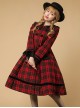 Plaid Rhapsody Series Doll Collar Red-Black Plaid Autumn Winter Warm Christmas Classic Lolita Long-Sleeved Coat