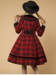 Plaid Rhapsody Series Doll Collar Red-Black Plaid Autumn Winter Warm Christmas Classic Lolita Long-Sleeved Coat