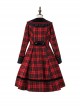 Plaid Rhapsody Series Doll Collar Red-Black Plaid Autumn Winter Warm Christmas Classic Lolita Long-Sleeved Coat