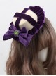 Deep Purple Vintage Velvet Cross Pleated Bowknot Green Leaf Classic Lolita Small Top Hat