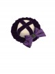 Deep Purple Vintage Velvet Cross Pleated Bowknot Green Leaf Classic Lolita Small Top Hat