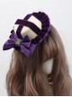 Deep Purple Vintage Velvet Cross Pleated Bowknot Green Leaf Classic Lolita Small Top Hat