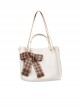 Solid Color Large-Capacity All-Match One-Shoulder Bucket Bag Plaid Bowknot Decoration Classic Lolita Bag