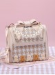 Cute Little Bear Houndstooth Bead Chain Fashion Small Square Bag Classic Lolita Portable Messenger Bag