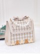 Cute Little Bear Houndstooth Bead Chain Fashion Small Square Bag Classic Lolita Portable Messenger Bag