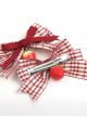 Red Plaid Bowknot Cute Girl Strawberry Handmade Sweet Lolita Hair Clip