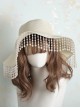 Vintage Solid Color Summer Bead Chain Tassel Sun Visor Straw Hat Classic Lolita Hat