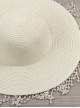 Vintage Solid Color Summer Bead Chain Tassel Sun Visor Straw Hat Classic Lolita Hat