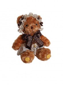 Brown Plush Bear Sweet Cute Lace Bowknot Decoration Sweet Lolita Bead Chain Messenger Bag