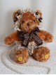 Brown Plush Bear Sweet Cute Lace Bowknot Decoration Sweet Lolita Bead Chain Messenger Bag