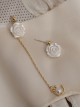 White Rose Classic Lolita Vintage Asymmetric Ear Cuff Chain Earrings