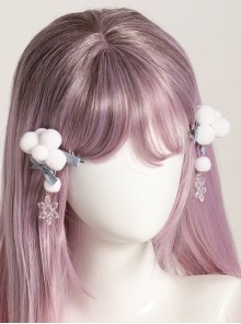 Cloud Plush Ball Snowflake Sweet Lolita Bowknot Decoration Hair Clip