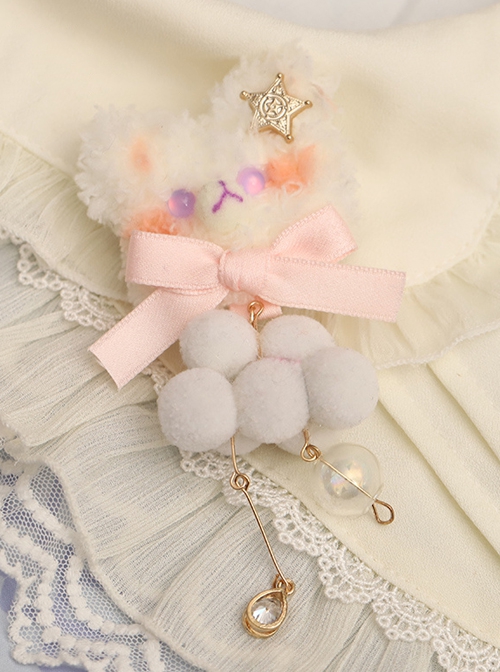 Plush Bear Cute Girly Cloud Bowknot Design Sweet Lolita Hair Clip