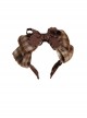 Retro Brown Plaid All-Match Plush Bowknot Sweet Lolita Headband