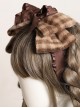 Retro Brown Plaid All-Match Plush Bowknot Sweet Lolita Headband