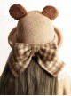 Khaki Cute All-Match Bear Ears Plaid Bowknot Decoration Sweet Lolita Hat